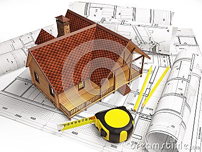 Architectural drawings from the building structure. Stock Photo