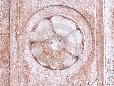 Architectural elements of the facade, vintage wall texture rosette. Stock Photo