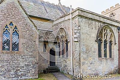 Architectural elements at old english church Stock Photo