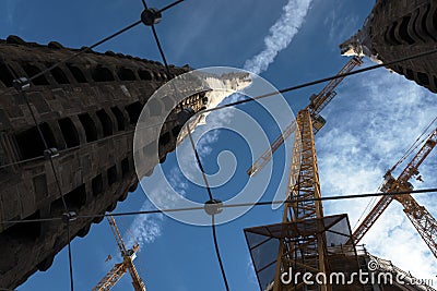 Architectural elements of Sagrada Familia Editorial Stock Photo
