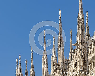 Duomo Cathedral Exterior Detail, Milan, Italy Stock Photo