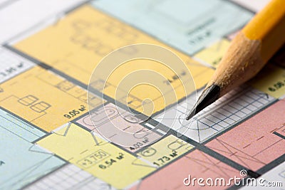 Architectural floor plan Stock Photo