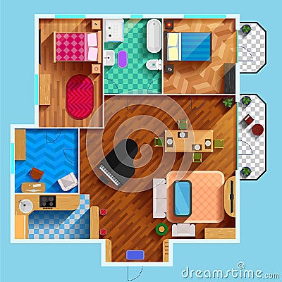 Architectural Floor Plan Vector Illustration