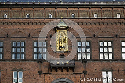 Architectural fragment of Copenhagen City Hall Editorial Stock Photo