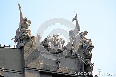 Architectural fragment of the House with Chimeras, Kiev, Ukraine Editorial Stock Photo