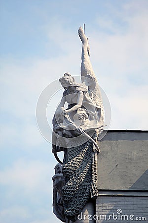 Architectural fragment of the House with Chimeras, Kiev, Ukraine Editorial Stock Photo