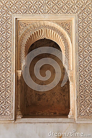 Architectural fragment of the Nasrid Palace in the Alhambra, Granada, Spain Editorial Stock Photo