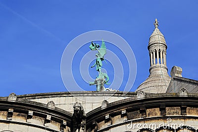 The architectural fragment of the Sacre Coeur Editorial Stock Photo