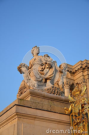 Architectural fragments of famous Versailles palace, Paris France. Editorial Stock Photo