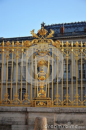 Architectural fragments of famous Versailles palace, Paris France. Editorial Stock Photo