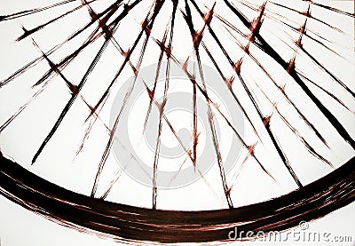 The architectural harmony of the spokes of the bicycle wheel Stock Photo