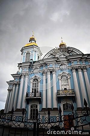 Architectural historical buildings of St. Petersburg. Orthodox churches in Russia. Stock Photo