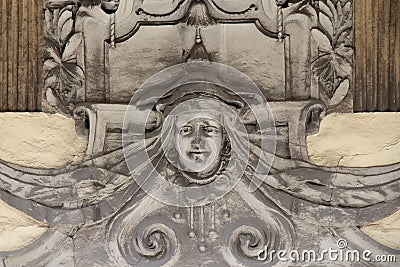 An architectural ornament, woman portrait on the building facade Stock Photo