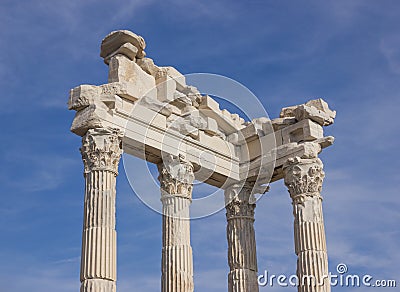 Architectural parts temple of Trajan Stock Photo