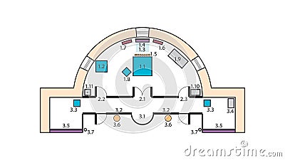 Architectural plan of The Orthodox Church Altar. Medieval Orthodox monastery, construction design. Vector Illustration