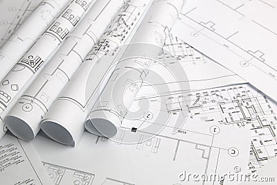 Architectural plan. Engineering house drawings and blueprints Stock Photo