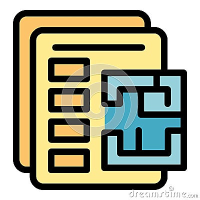Architectural project with floor plan and empty checkboxes for task list Vector Illustration