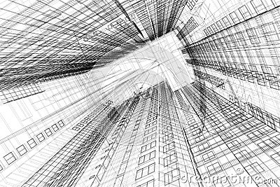 Architectural sketch of building Stock Photo