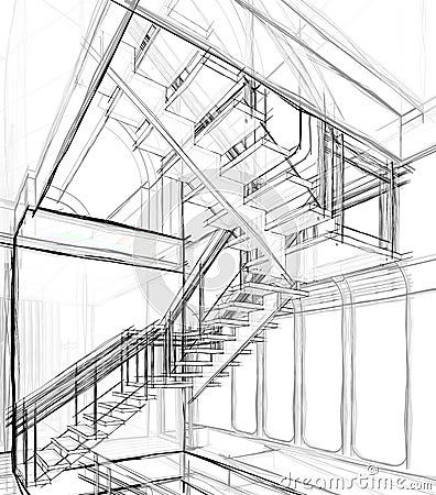 Architectural sketch drawing Stock Photo