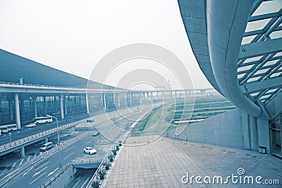 The architectural structure of the Beijing Airport Stock Photo