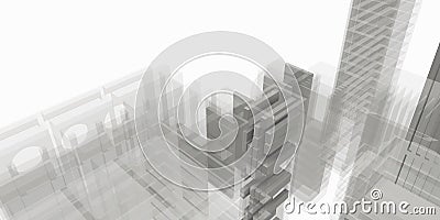 Grey structure of architectural work of draw in white soft environment Stock Photo