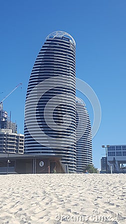 Architecture - Architecturally designed Apartment block very close to Broadbeach Qld Australia Editorial Stock Photo