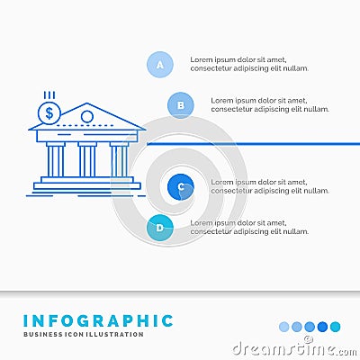 Architecture, bank, banking, building, federal Infographics Template for Website and Presentation. Line Blue icon infographic Vector Illustration