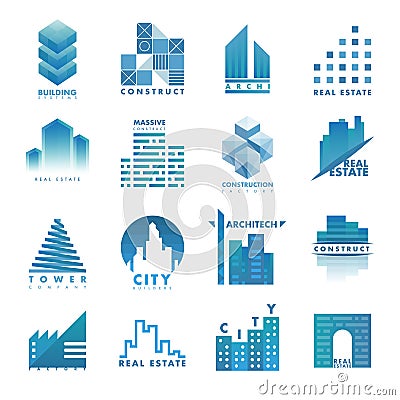 Architecture building skyscraper construction builder developer agency logo badge real estate vector illustration Vector Illustration