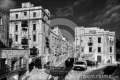 Architecture of the capital Malta. Valletta. Editorial Stock Photo