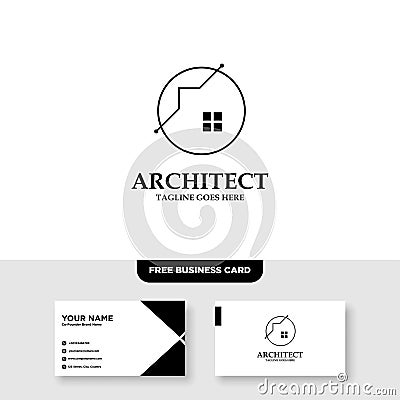 Architecture Company, construction, architect, vector logo template - Vector, Free Business Card Vector Illustration