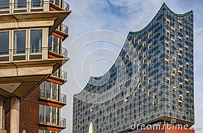 the striking shape of the philharmonic building on the elbe in hamburg Editorial Stock Photo