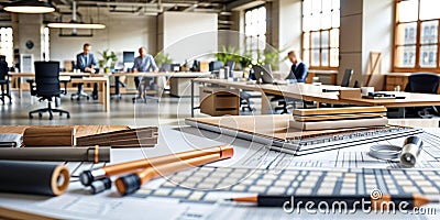 Architecture and construction concept - group of architects working in office Stock Photo