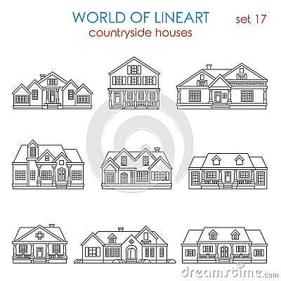 Architecture countryside house townhouse graphical lineart Vector Illustration