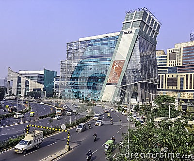 Architecture of Cyber City or Cyberhub in Gurgaon, New Delhi, India Editorial Stock Photo
