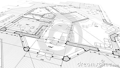 Architecture design: blueprint plan - illustration of a plan mod Cartoon Illustration