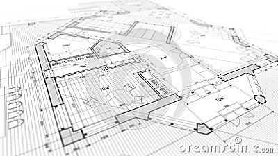 Architecture design: blueprint plan - illustration of a plan mod Cartoon Illustration