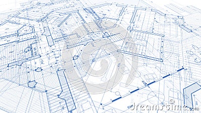 Architecture design: blueprint plan - illustration of a plan mod Cartoon Illustration