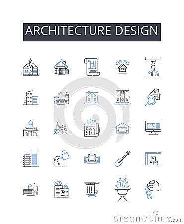 Architecture design line icons collection. Portfolio, Diversify, Assets, Equity, Capital, Returns, Growth vector and Vector Illustration