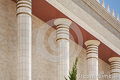 Architecture detail of columns temple of Solomon in Sao Paulo. Stock Photo