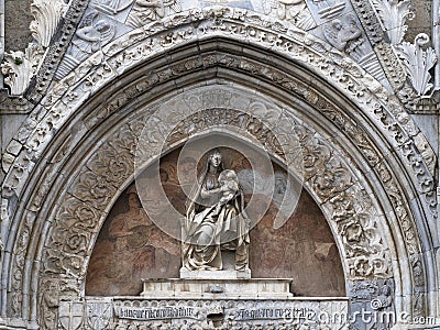 architecture detail of the door of the cathedral of messina Stock Photo