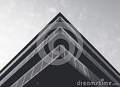 Architecture detail Modern building Facade Corner Black and White Stock Photo