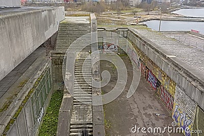 Architecture detail, staircase of Linnahall, Tallinn, Estonia Editorial Stock Photo