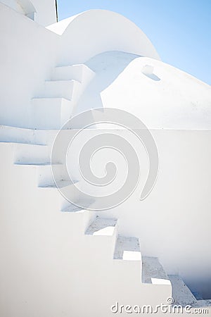Architecture detail - white stairway, blue sky Stock Photo