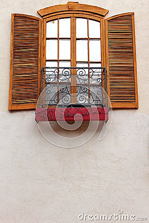 Architecture Detail Window with shutters Stock Photo