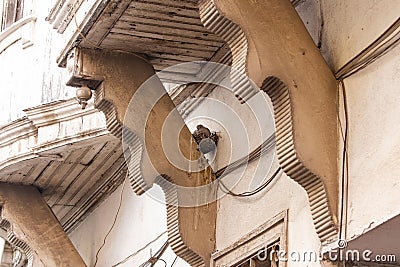 Architecture details of the old building. View of the facade of a building in an old city in Turkey. Stock Photo