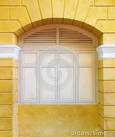 Architecture details Wall with window frame Stock Photo