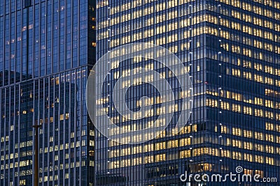 Architecture exterior Modern Office building lighting Energy efficiency concept Stock Photo