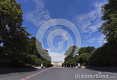 Architecture of an exterior view of the Royal palace in Oslo Norway Editorial Stock Photo