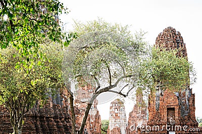 Architecture of the Famous Old Temple in Ayutthaya, Temple in Phra Nakhon Si Ayutthaya Historical Park, Ayutthaya Province, Stock Photo