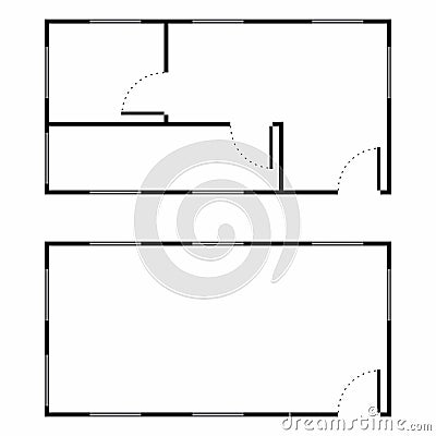 Architecture floor simplified with doors and windows Vector Illustration